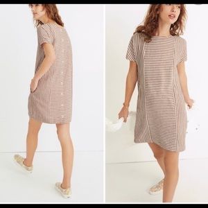 Madewell Stripe Play Button Back Tee Dress Linen